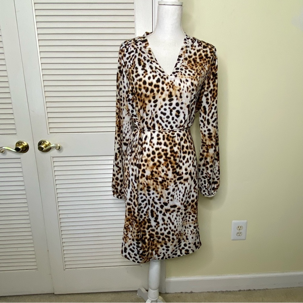 WORTHING DRESS ANIMAL CHEETAH SHIRT DRESS BELTED ADULT LADIES SIZE 12